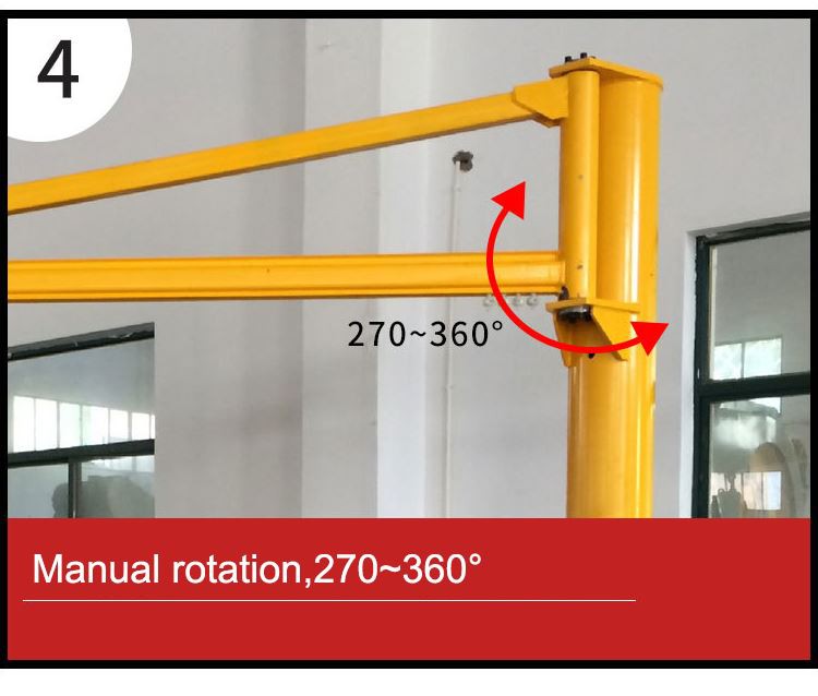 Kino Crane 270 Degree Rotation Slewing Floor Mounted Pillar Jib Crane 2.5 Ton