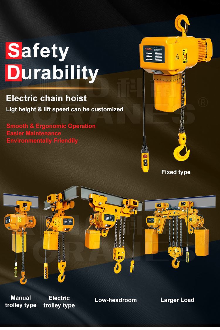 Motorized Trolley Type Single/double Lifting Speed Electric Chain Hoist