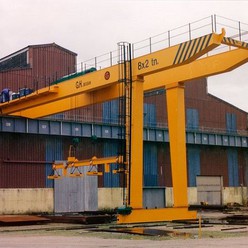 BMGH Winch Trolley Lifting Double Beam Semi Gantry Crane with Pendent Line Control Panel